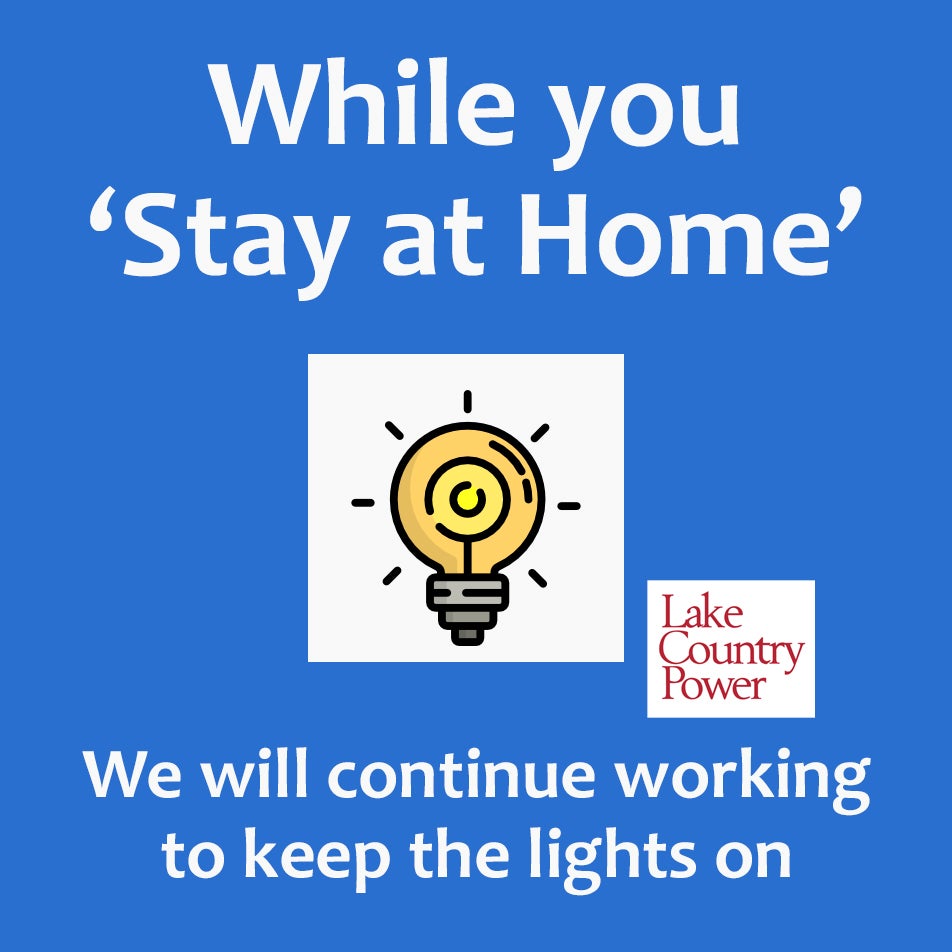Graphic alerting that despite stay at home order, we will continue to serve
